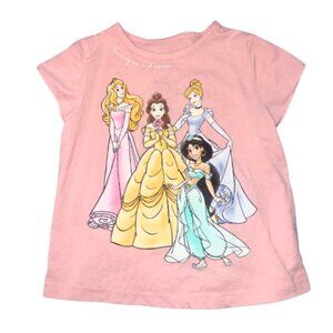 Disney Princess Girls Pink Short Sleeve T-Shirt with Lace Trim – Size 4T